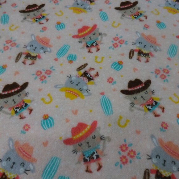 Adorable KITTY COWBOYS Handmade Cotton Flannel Pillowcase Standard/Queen - Picture 3 of 3